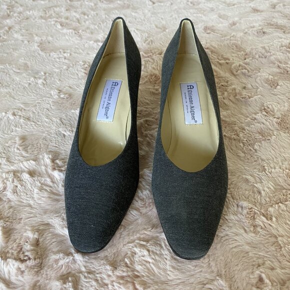 Etienne Aigner Women's 9.5M Taylor Gray Fabric Pumps Block Heels - Picture 2 of 16
